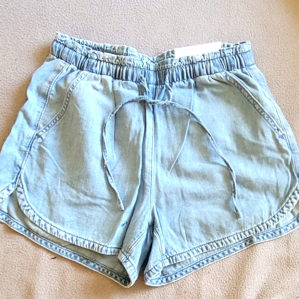 American Eagle Shorts Womens Size XS High Rise Elastic Denim Blue